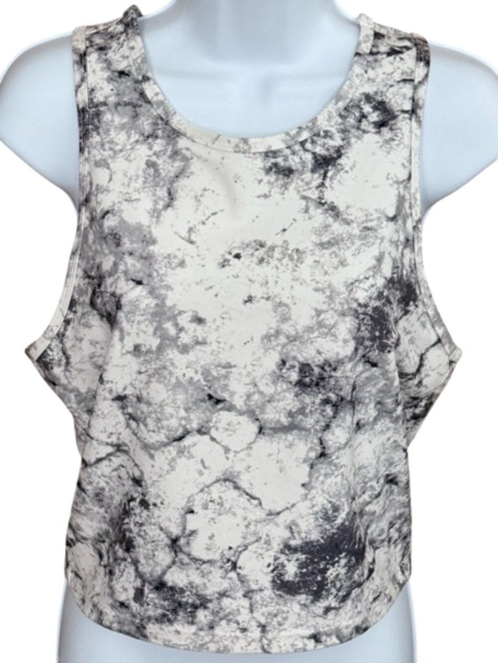 Balance Collection Cropped Athletic Tank Top White Gray Low Side Cut Yoga Gym Lg